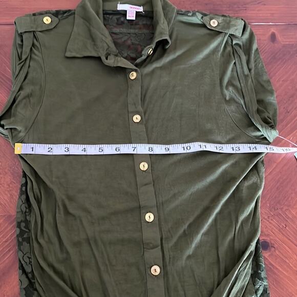 Bongo Juniors Size M Olive Green Sleeveless Knit & Lace Blouse NWT - Picture 8 of 11